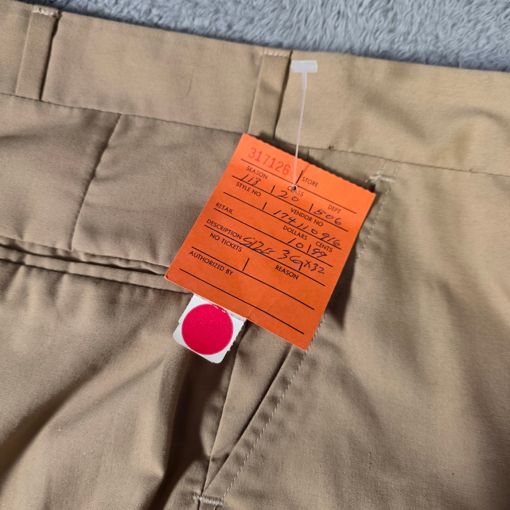 Gallery 5 Mens 36x32 Dress Chinos Khaki Tan Vintage Straight Leg Trousers - Picture 3 of 8